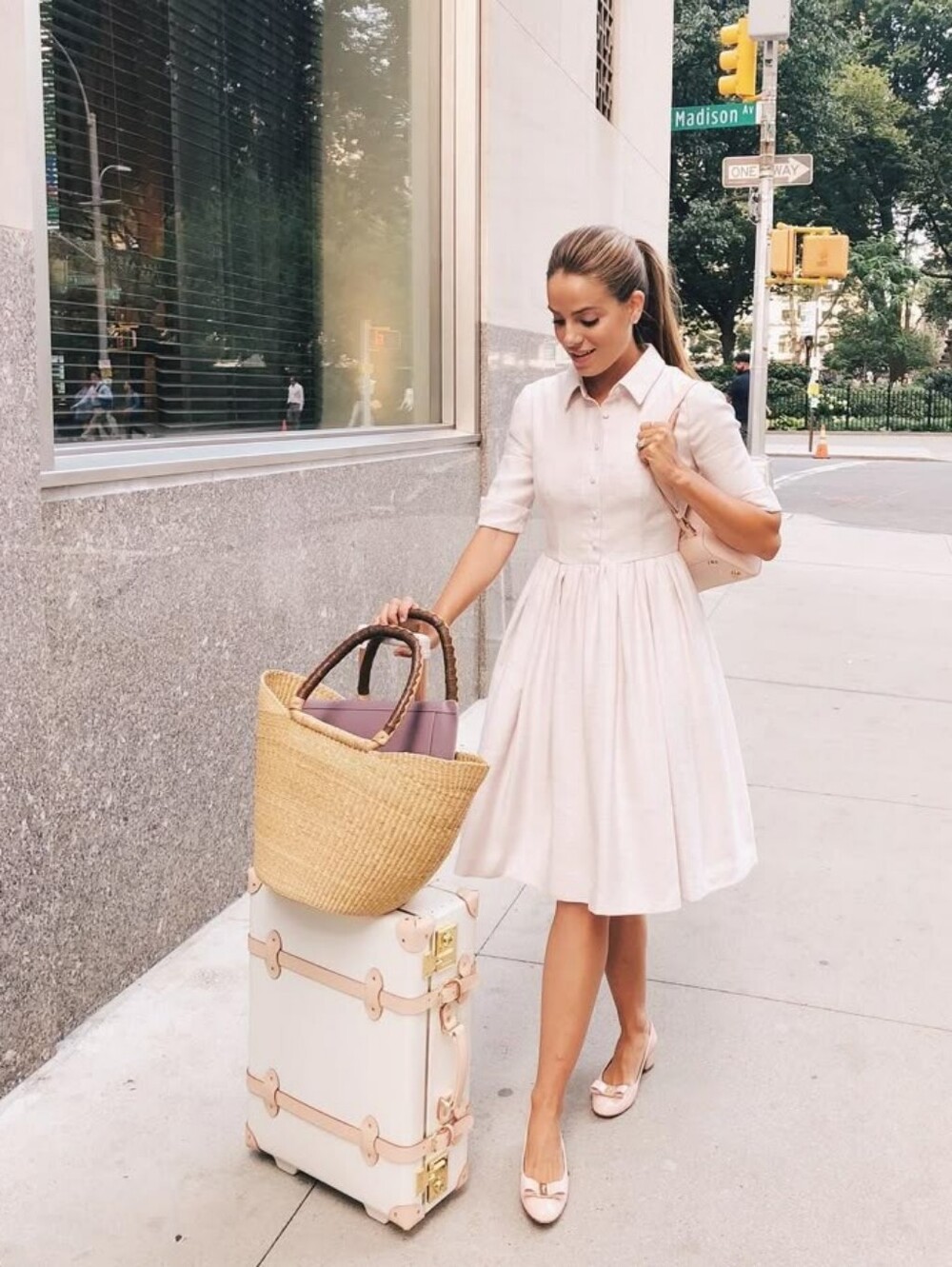 Gal Meets Glam Cream Button-Front Shirt Dress